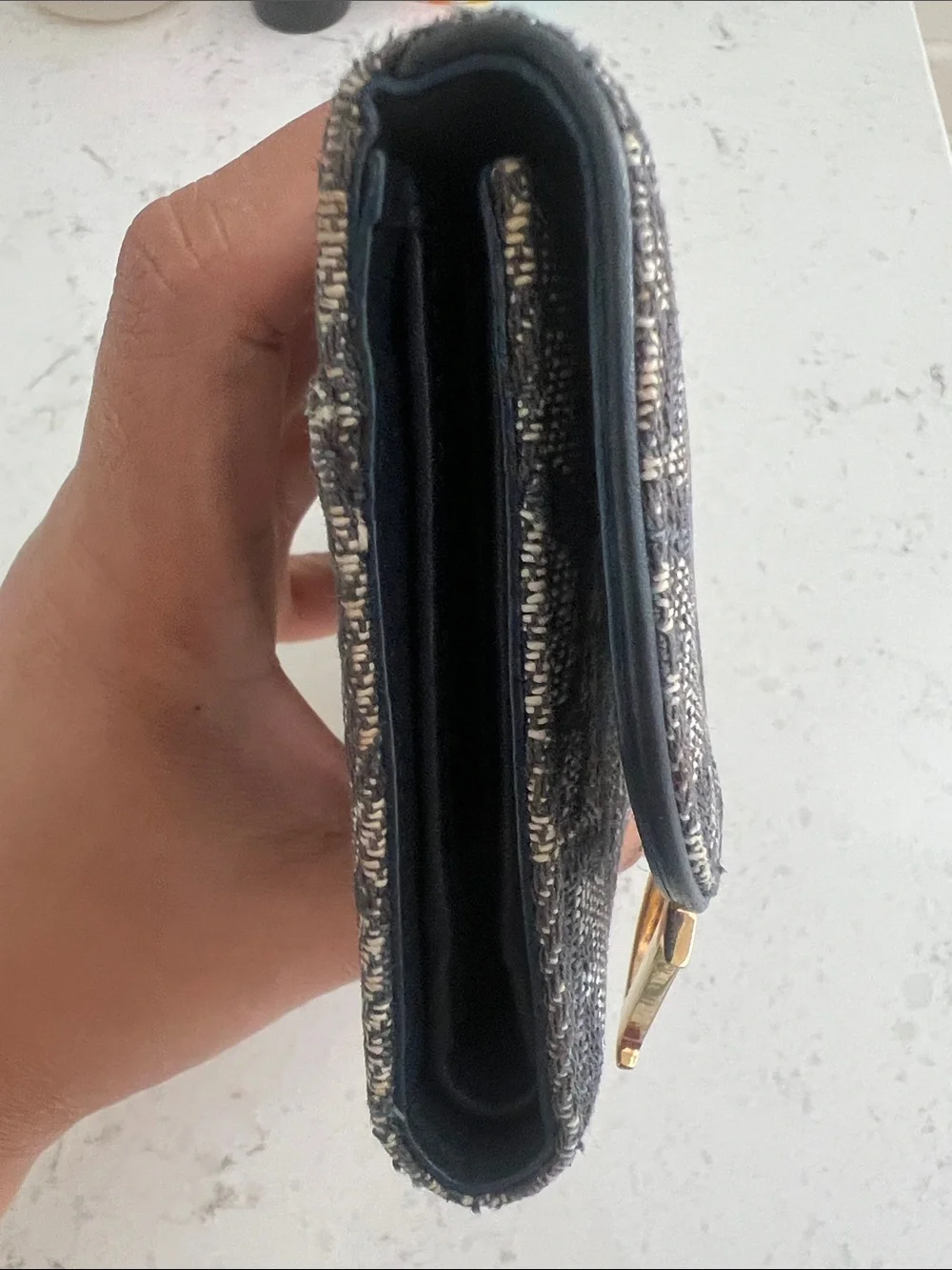 Dior Monogram Saddle Wallet in Navy with Gold 'D' Charm
